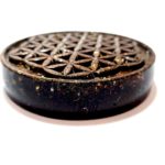 Plateau de rechargement fleur de vie CUIVRE - Shungite. 11cm