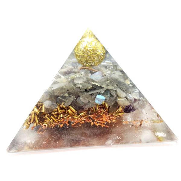Orgonite Pyramide Fleur de vie Labradorite - Protection - Bien être