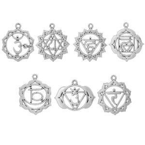 Set de pendentifs 7 chakras Argenté