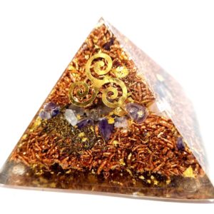 Orgonite Pyramide - Triskel - Feuille d'Or - Cuivre - Protection - Créativité - Bien être